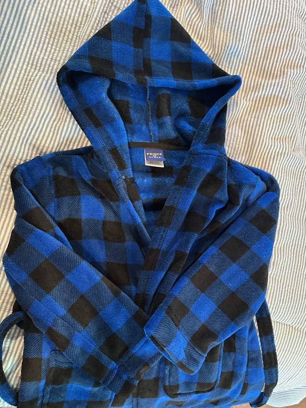 Prince of Sleep Boys Blue Plaid Fleece Robe